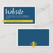 Moderne hedendaagse blauwe en gele trouwwebsite informatiekaartje (Voorkant / Achterkant)