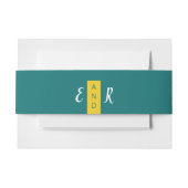 Moderne hedendaagse blauwgroen en gele trouwmonogr uitnodigingen wikkel (Voorkant Voorbeeld)