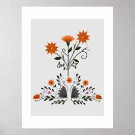 Moderne hedendaagse bloemen poster