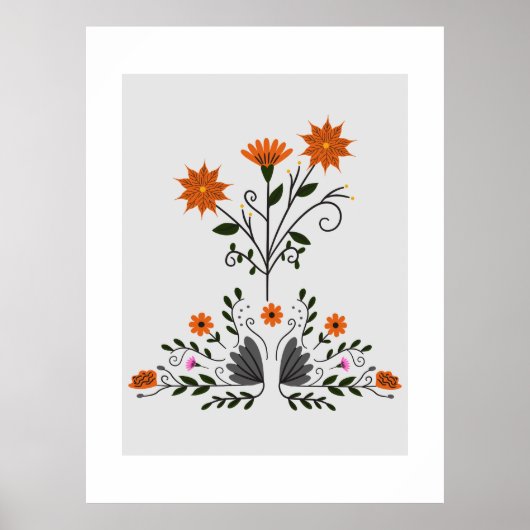 Moderne hedendaagse bloemen poster (Voorkant)