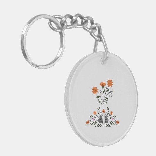 Moderne hedendaagse bloemen sleutelhanger (Voorkant Links)