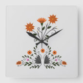 Moderne hedendaagse bloemen vierkante klok (Voorkant)