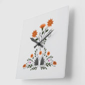 Moderne hedendaagse bloemen vierkante klok (Hoek)