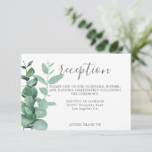 Moderne hedendaagse eucalyptusbruinbruiloft informatiekaartje (Staand voorkant)