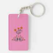 Moderne hedendaagse Floral Acrylische Sleutelhange Sleutelhanger (achterkant)