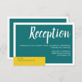 Moderne hedendaagse, gele bruiloft met minimale informatiekaartje (Voorkant / Achterkant)