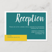 Moderne hedendaagse, gele bruiloft met minimale informatiekaartje (Voorkant)