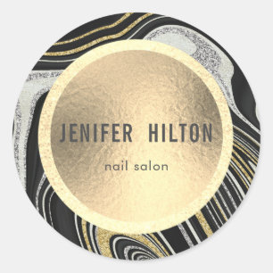 Moderne hedendaagse geordezilver goud ronde sticker