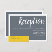 Moderne hedendaagse grijze en gele bruiloft met mi informatiekaartje (Voorkant / Achterkant)