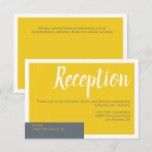 Moderne hedendaagse grijze en gele bruiloft met mi informatiekaartje (Voorkant / Achterkant)