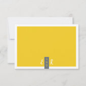 Moderne hedendaagse grijze en gele bruiloft met mi RSVP kaartje (Achterkant)