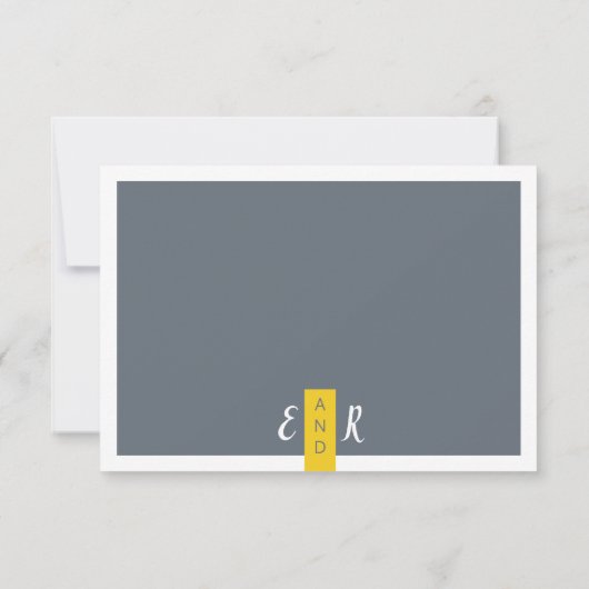 Moderne hedendaagse grijze en gele bruiloft met mi RSVP kaartje (Achterkant)