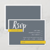 Moderne hedendaagse grijze en gele bruiloft met mi RSVP kaartje (Voorkant / Achterkant)