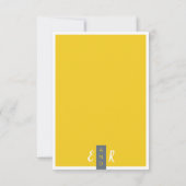Moderne hedendaagse grijze en gele bruiloft met mi RSVP kaartje (Achterkant)