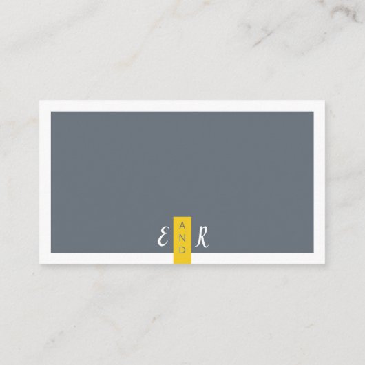 Moderne hedendaagse grijze en gele trouwwebsite informatiekaartje (Achterkant)