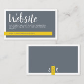Moderne hedendaagse grijze en gele trouwwebsite informatiekaartje (Voorkant / Achterkant)