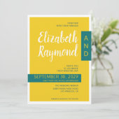 Moderne, hedendaagse groene en gele minimale bruil kaart (Staand voorkant)