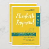 Moderne, hedendaagse groene en gele minimale bruil kaart (Voorkant / Achterkant)