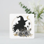 Moderne hedendaagse Halloween heks Kaart (Staand voorkant)
