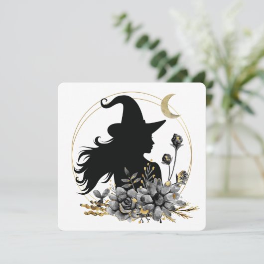 Moderne hedendaagse Halloween heks Kaart (Staand voorkant)