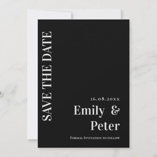 Moderne hedendaagse legante minimalistische bruilo save the date (Voorkant)
