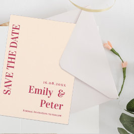 Moderne hedendaagse legante minimalistische bruilo save the date