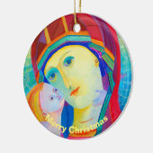 Moderne hedendaagse Maagd Mary Onze dame en Kind Keramisch Ornament (Links)