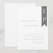 Moderne hedendaagse minimalistische monogram bruil kaart (Voorkant / Achterkant)