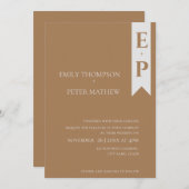 Moderne hedendaagse minimalistische monogram bruil kaart (Voorkant / Achterkant)