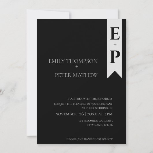 Moderne hedendaagse minimalistische monogram bruil kaart (Voorkant)