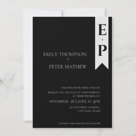 Moderne hedendaagse minimalistische monogram bruil kaart