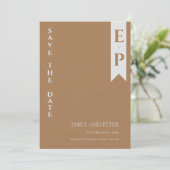 Moderne hedendaagse minimalistische monogram bruil save the date (Staand voorkant)
