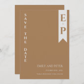 Moderne hedendaagse minimalistische monogram bruil save the date (Voorkant / Achterkant)