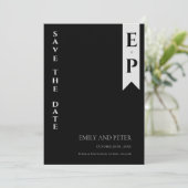 Moderne hedendaagse minimalistische monogram bruil save the date (Staand voorkant)