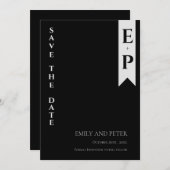 Moderne hedendaagse minimalistische monogram bruil save the date (Voorkant / Achterkant)