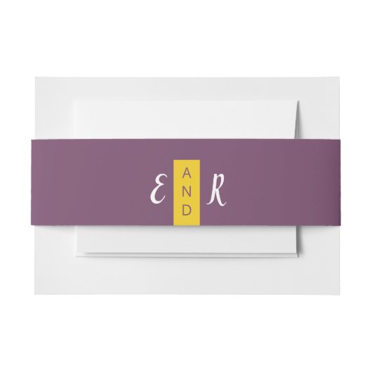 Moderne hedendaagse paarse bruinkendemonogram uitnodigingen wikkel (Voorkant Voorbeeld)