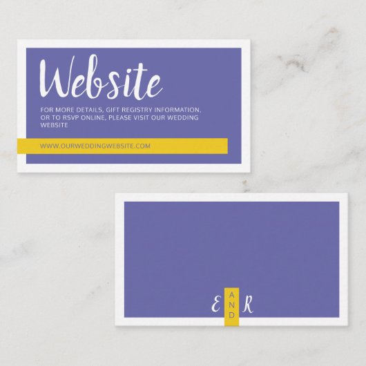 Moderne hedendaagse paarse huwelijkswebsite informatiekaartje (Voorkant / Achterkant)