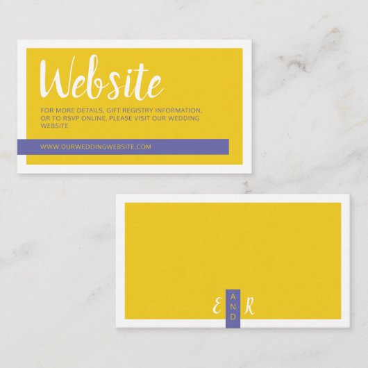 Moderne hedendaagse paarse trouwwebsite informatiekaartje (Voorkant / Achterkant)