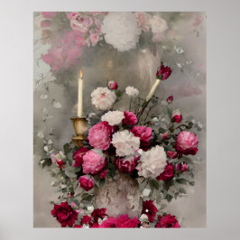 Moderne, hedendaagse rode roze bloemen bloemen poster