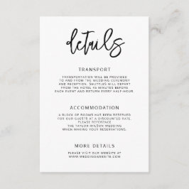 Moderne hedendaagse script bruiloft details informatiekaartje