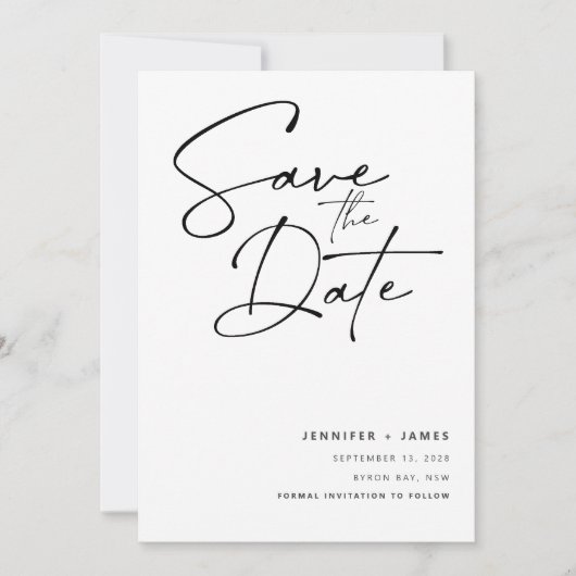 Moderne Hedendaagse Script Save the date Kaart (Voorkant)