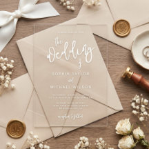 Moderne Hedendaagse Script Witte Bruiloft