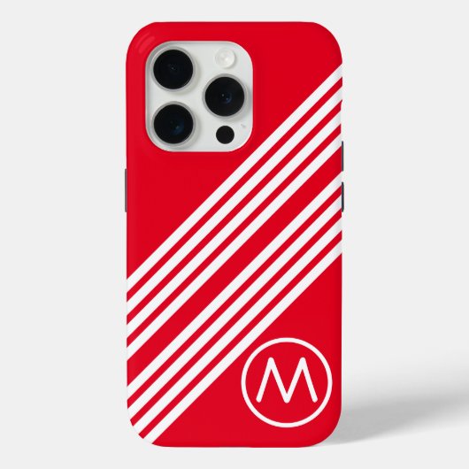 Moderne Hedendaagse Vet Rood Wit Strepen Custom Case-Mate iPhone Case (Achterkant)