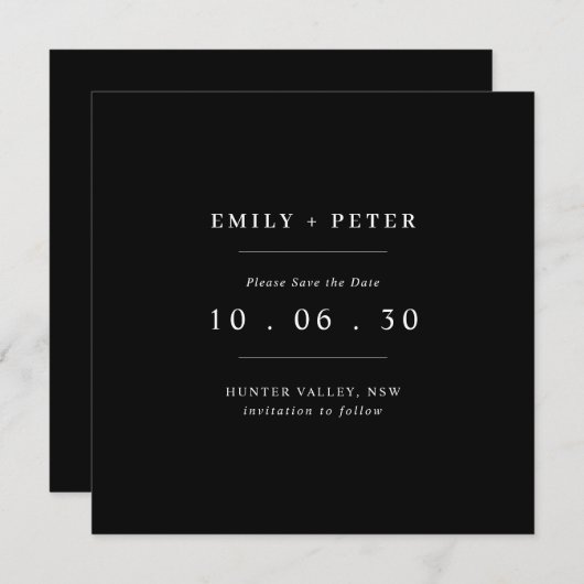 Moderne hedendaagse zwart-wit, behalve de datum kaart (Voorkant / Achterkant)