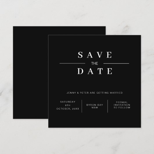 Moderne hedendaagse zwart-wit, behalve de datum kaart (Voorkant / Achterkant)