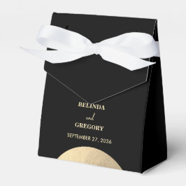 Moderne hedendaagse zwarte en gouden Abstracte bru Bedankdoosjes