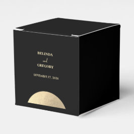 Moderne hedendaagse zwarte en gouden Abstracte bru Bedankdoosjes