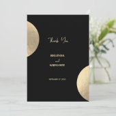 Moderne hedendaagse zwarte en gouden Abstracte bru Bedankkaart (Staand voorkant)