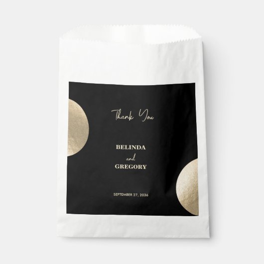 Moderne hedendaagse zwarte en gouden Abstracte bru Bedankzakje (Voorkant)