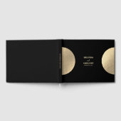 Moderne hedendaagse zwarte en gouden Abstracte bru Gastenboek (Volledig)